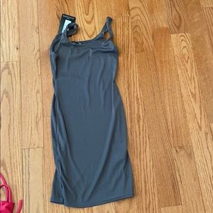 Grey ribbed bodycon dress